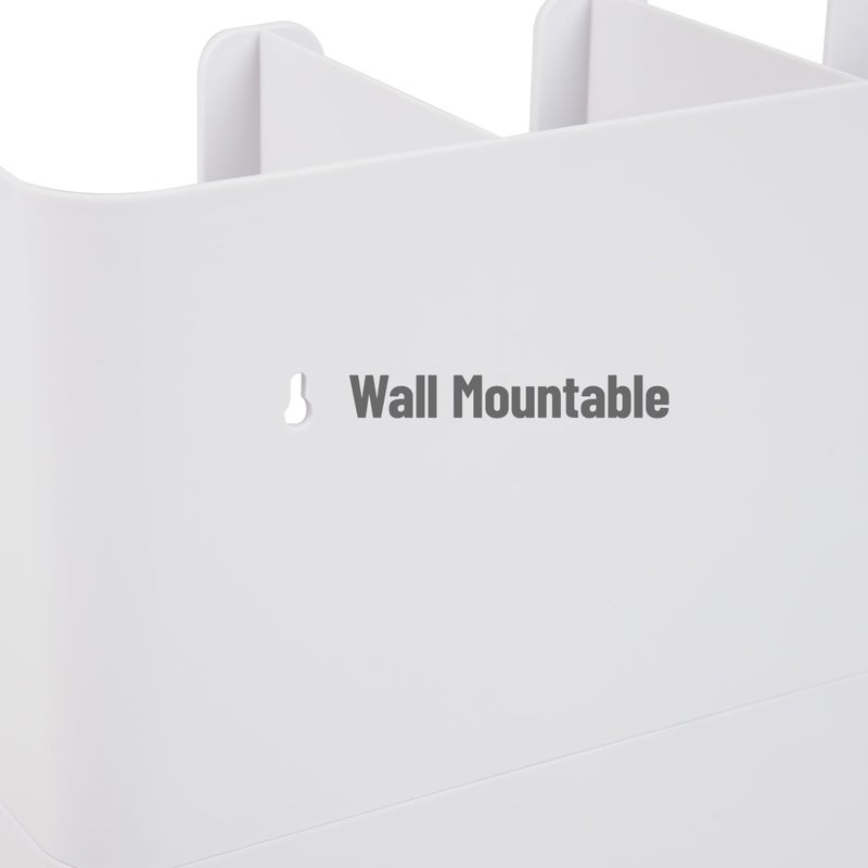 Mind Reader 6 Compartment Upright Breakroom Coffee Condiment and Cup Storage Organizer, White - Image 4